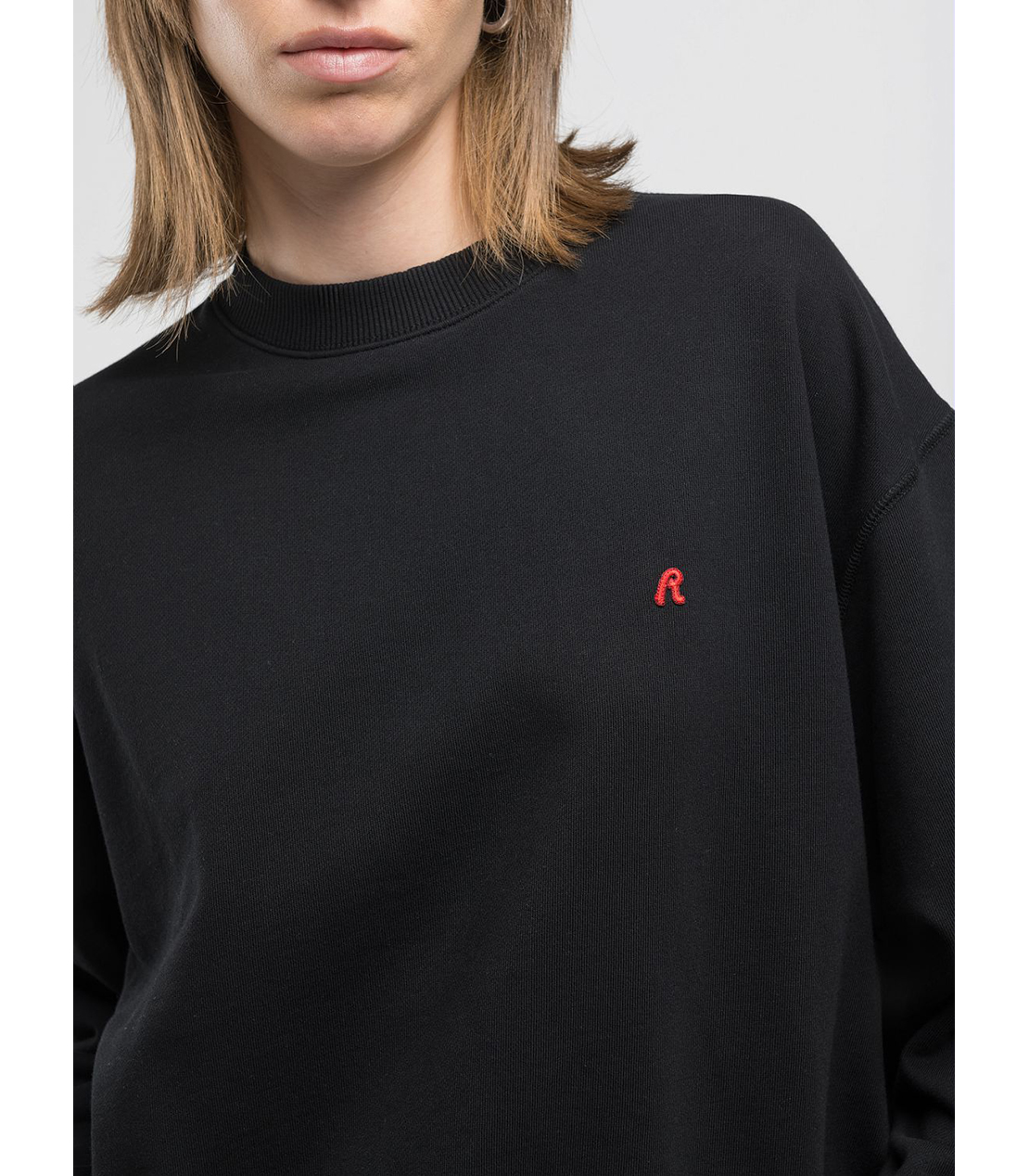 Rロゴ刺繍入りクロップドスウェットシャツ 詳細画像 ブラック 5